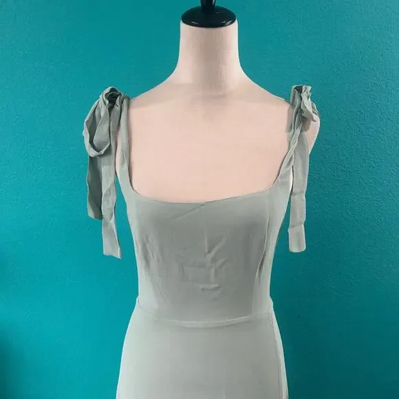 Reformation Celadon Green Westerly Tie Strap Maxi Dress Bridesmaid Size 6 - Picture 5 of 10
